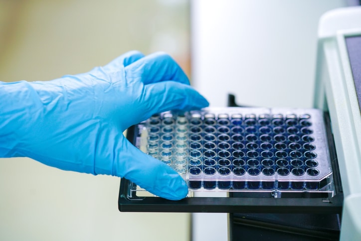 Plate with microplate reader.